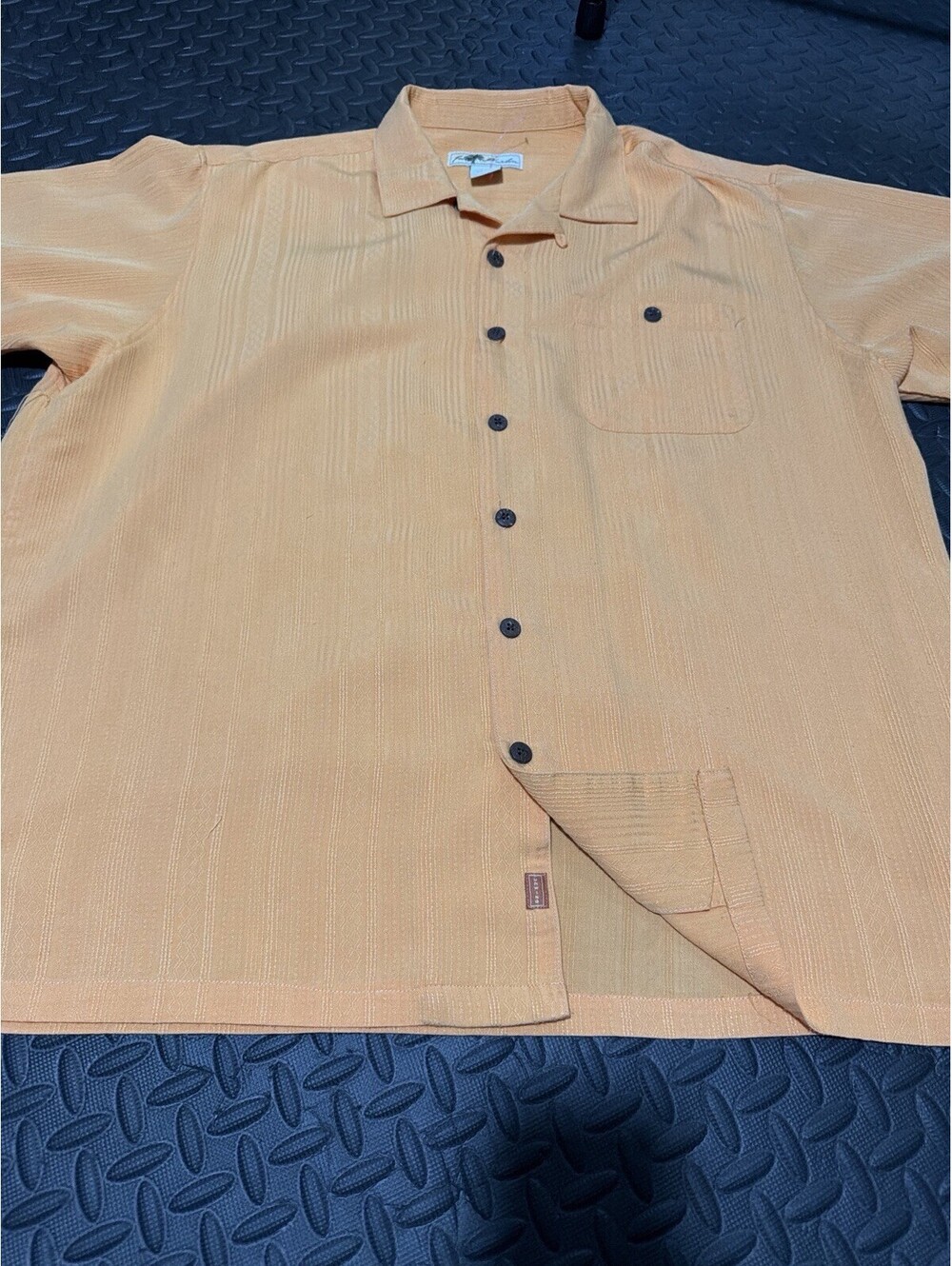 Joe Marlin Mens XL Peach Camp Shirt Rayon Blend Button Front Casual - Picture 5 of 9
